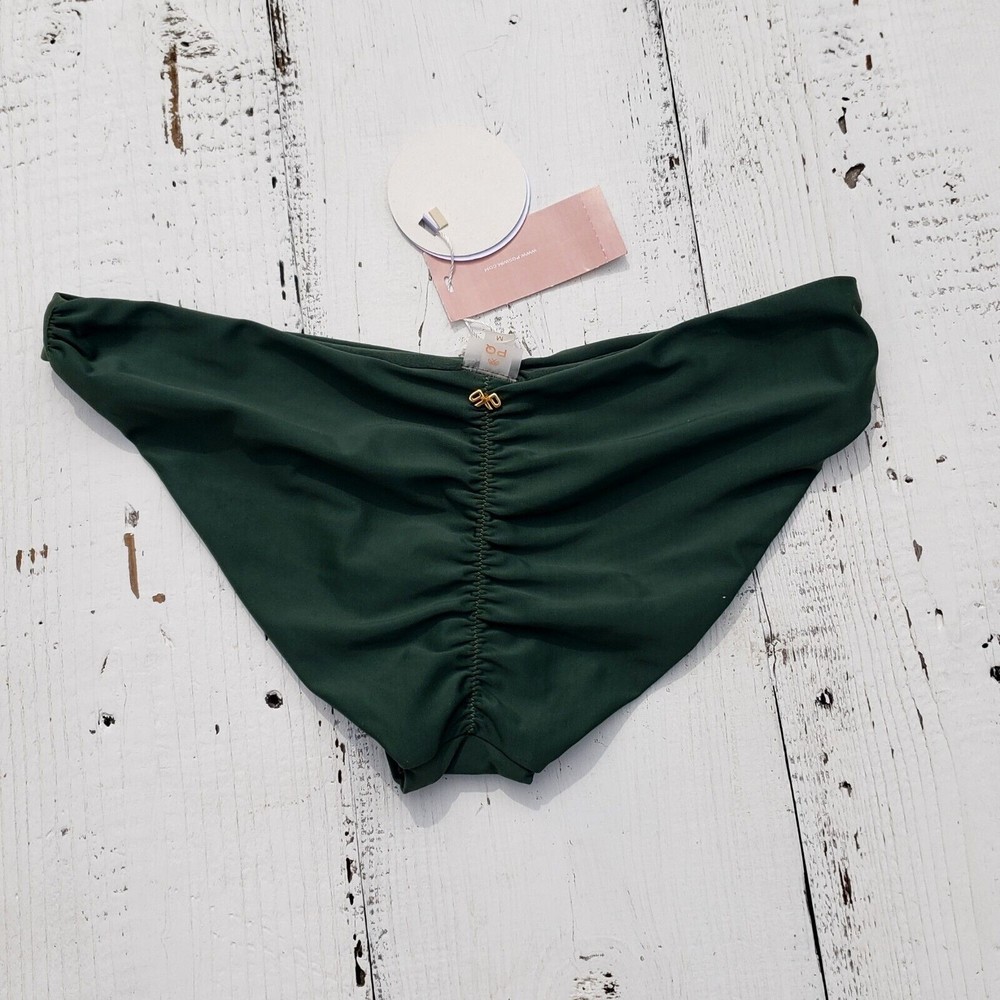 PILYQ Green Envy Basic Ruched Full Bikini Swim Bottoms Women's Size Medium NEW - Picture 7 of 14